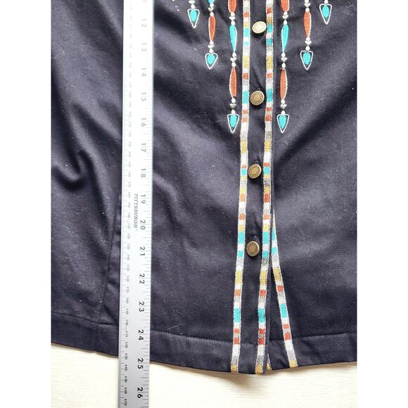 Jacket/Top-Bob Mackie Wearable Art-Black-3/4 Sleeves-Embroidery-Necklace Look-M - Picture 11 of 14